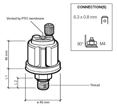 VDO Pressure sender 0-5 Bar - 1/8-27 NPTF